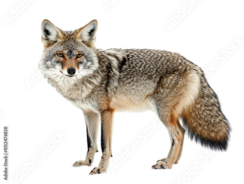 a fox standing on a white background