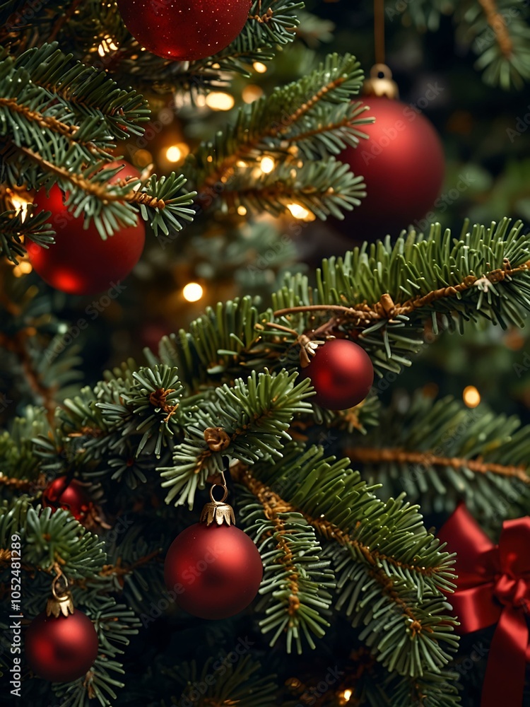 Close-up of a Christmas tree background. Close-up of a Christmas tree background.
