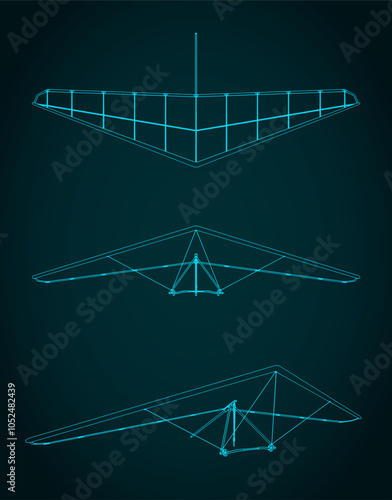 Hang glider blueprints illustration