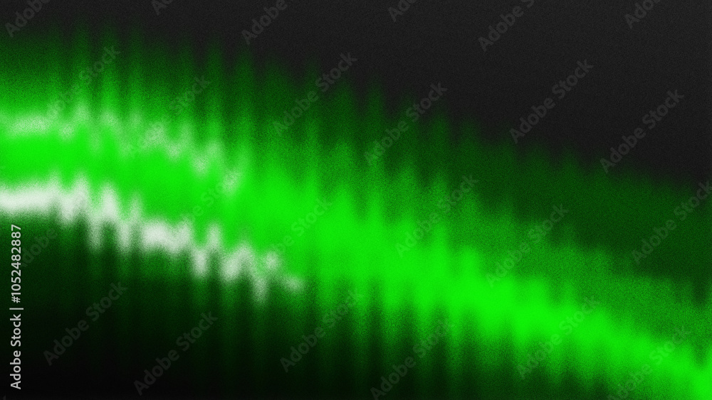 Fototapeta premium Blurry abstract green gradient background with dark shapes against a black backdrop, featuring a grainy glitch effect and digital motion blur. Perfect for poster or web banner use.