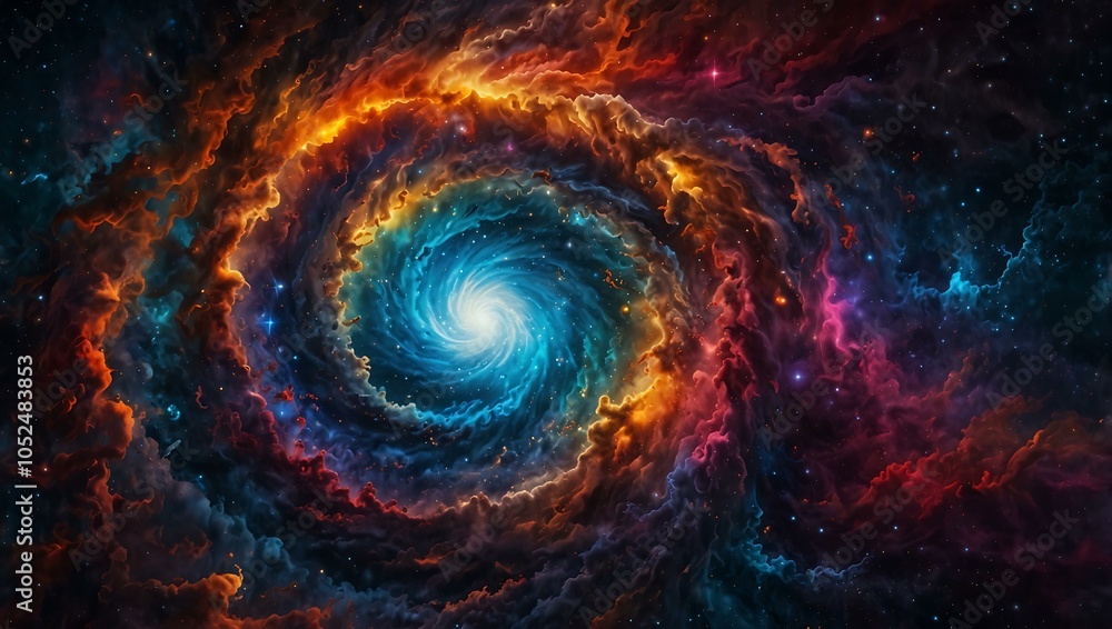 Cosmic swirls of vivid colors and lights
