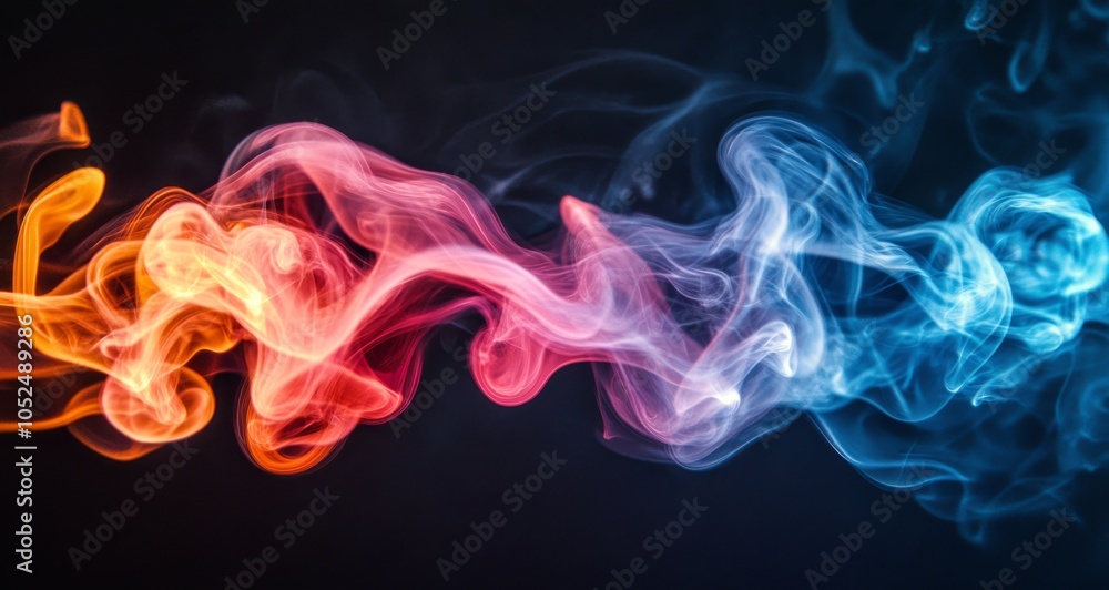 A flowing abstract design showcasing vibrant colors against a dark background A flowing abstract design showcasing vibrant colors against a dark background