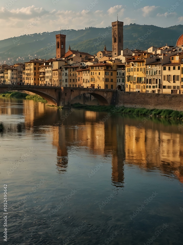 Fototapeta premium Florence's picturesque cityscape from the river