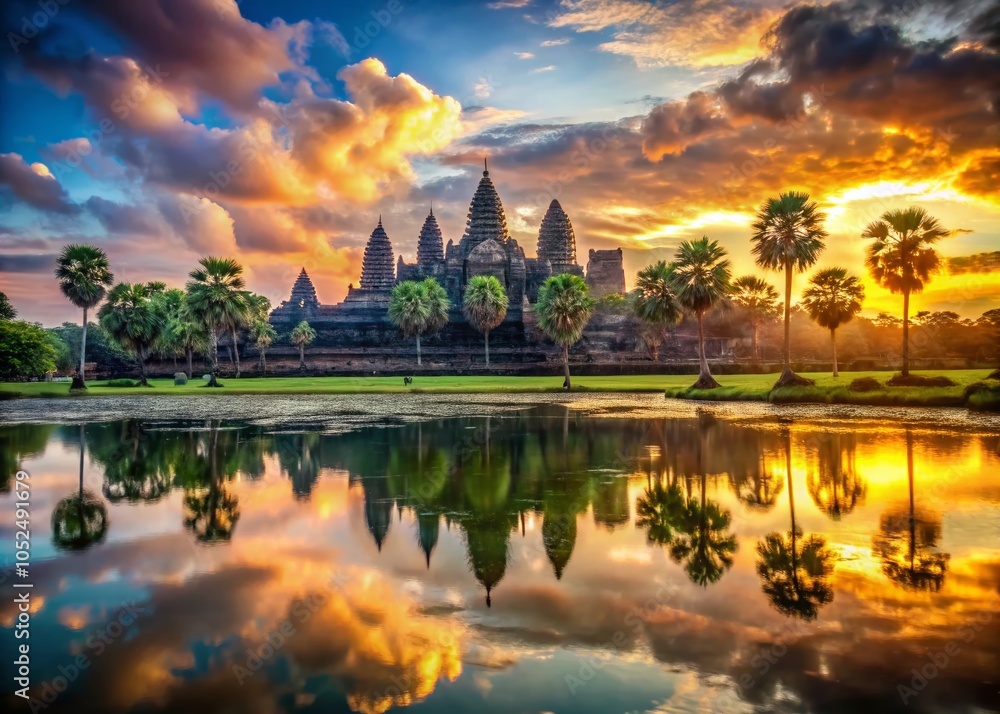 Stunning Panoramic View of Angkor Wat at Sunrise - Breathtaking Cambodia Landscape Photography Stunning Panoramic View of Angkor Wat at Sunrise - Breathtaking Cambodia Landscape Photography