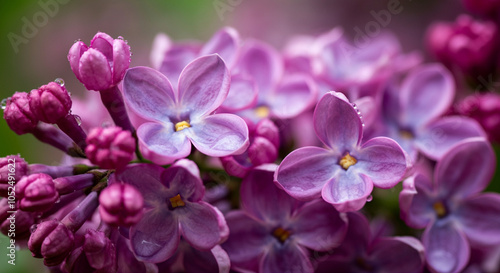 Lilac flowers blooming with purple blooms and delicate petals showcasing vibrant nature beauty