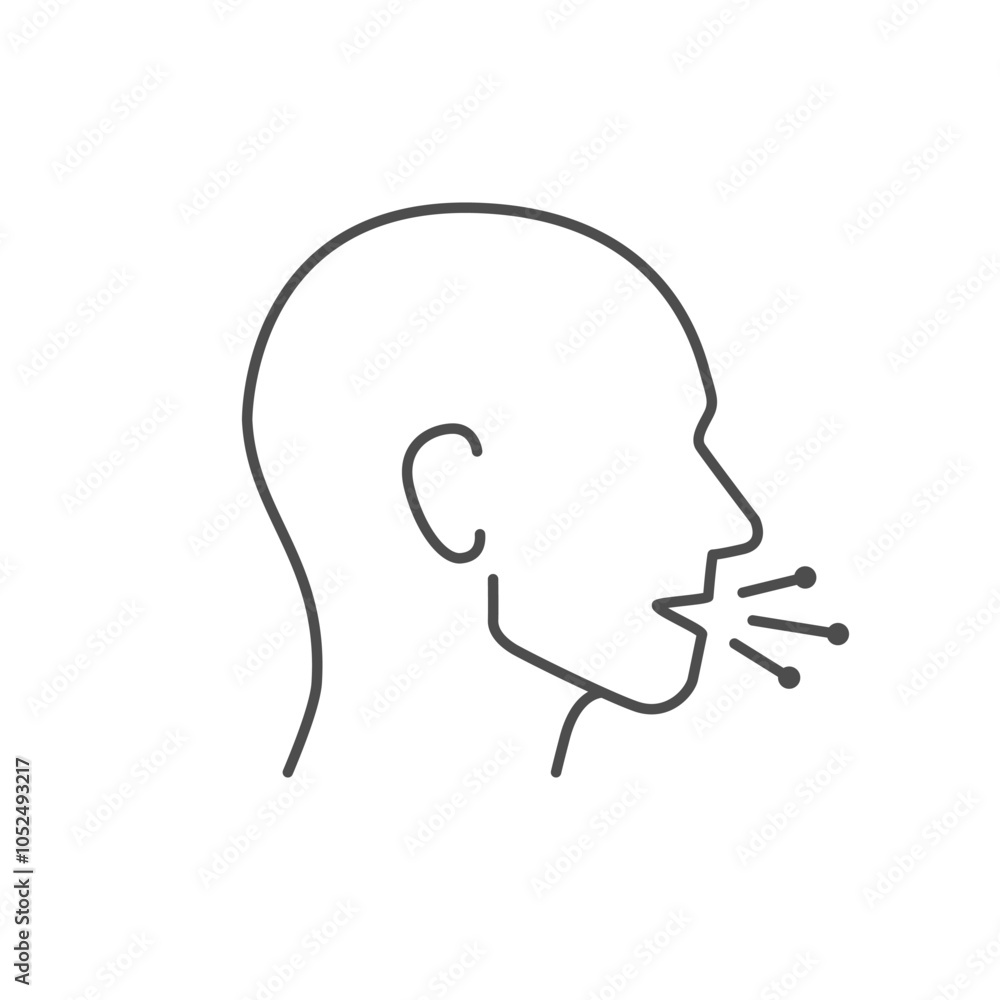 Coughing person line outline icon Coughing person line outline icon
