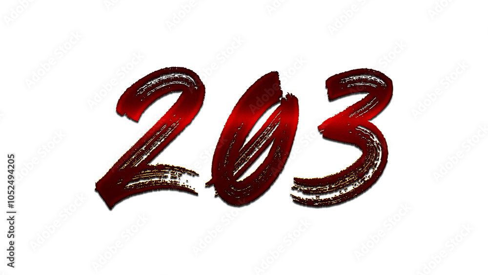 3D blood red number design of 203 on white background. 3D blood red number design of 203 on white background.