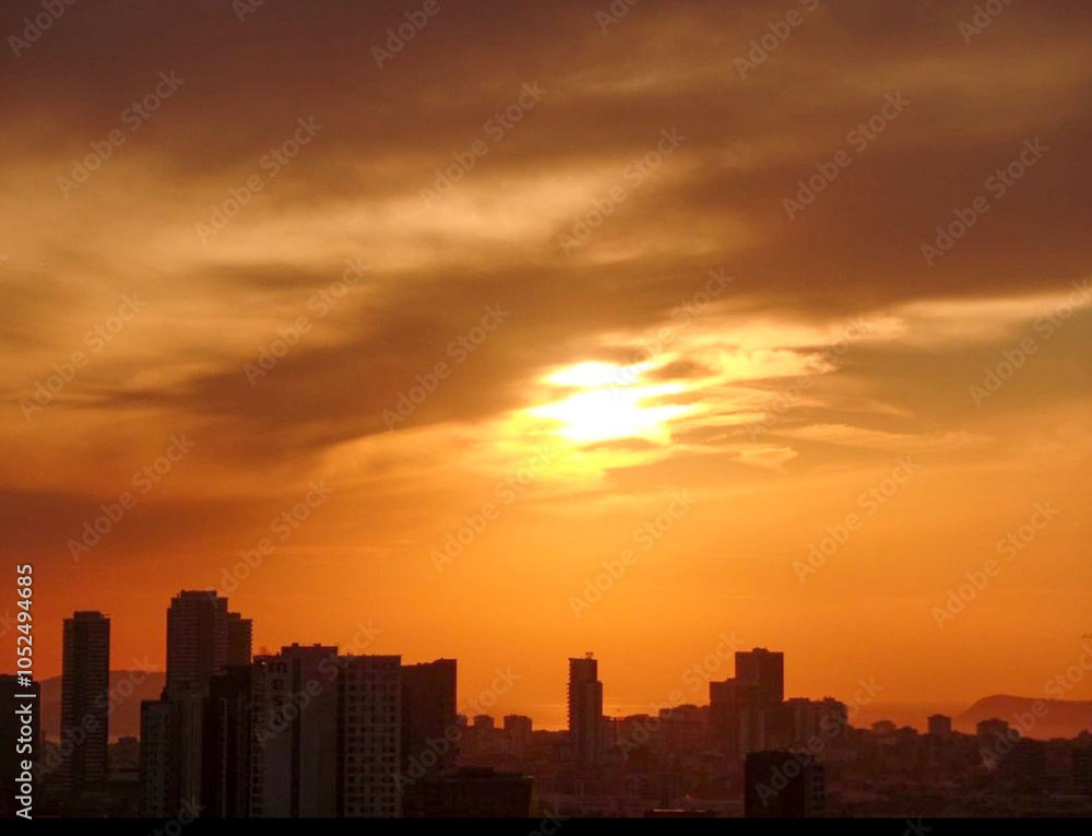 sunset over the city