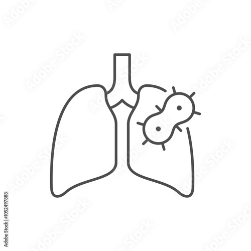 Lungs and bacteria line icon