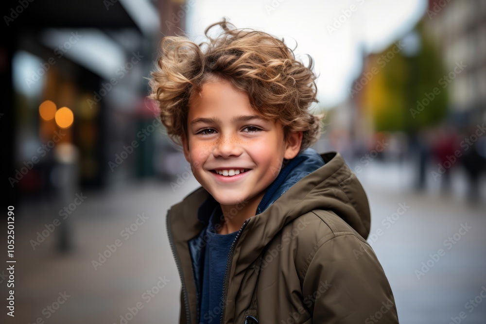 Portrait of a smiling boy on the street in the city. Portrait of a smiling boy on the street in the city.