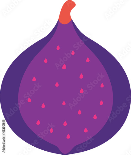  Illustration of fig with green leaf, Vector illustration of fig clustered together with a green leaf, showcasing a simple, minimalistic design. 