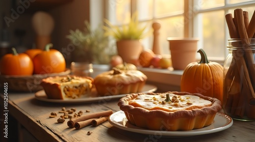 Cozy Autumn Kitchen with Freshly Baked Goods and Warm Spices – Harvest Time Decor