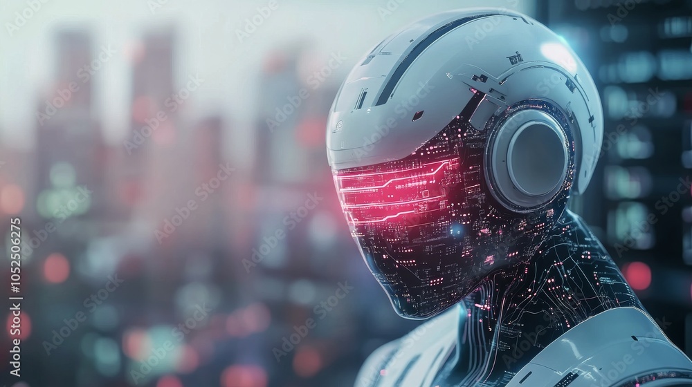 Fototapeta premium A futuristic AI brain with glowing circuits and intricate patterns