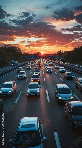 heavy traffic moving at speed on mountain road 