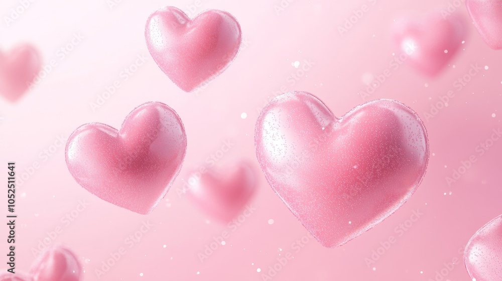 Floating pink hearts a dreamy and whimsical representation of love and affection in a soft pastel background Floating pink hearts a dreamy and whimsical representation of love and affection in a soft pastel background