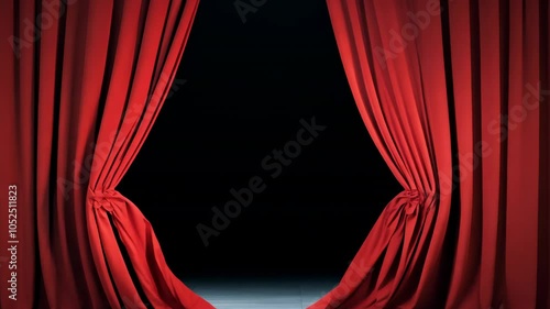 Opening red wavy curtain animation with black screen background