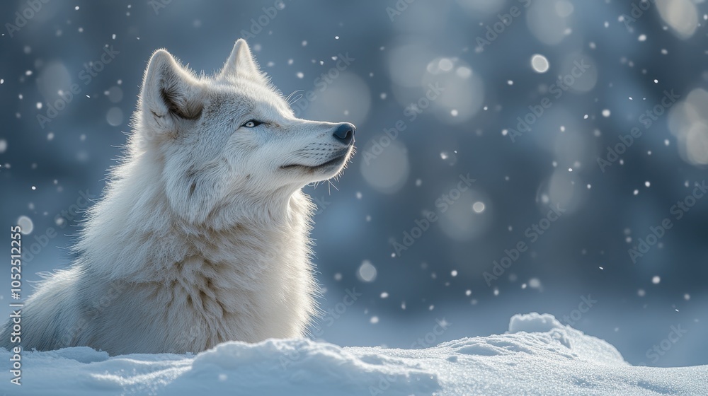 Obraz premium Full-Body Portrait of an Arctic Wolf in a Snow-Covered Forest – National Geographic-Style Photography