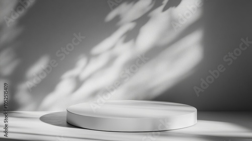 Minimalist display with shadows a modern circular platform for creative presentations