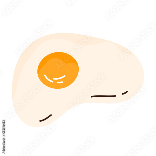 Mini gummy fried egg. Fruity chewy jelly candy. Tasty gelatin snack. Sugary treat. Vector illustration in cartoon style. Isolated white background.
