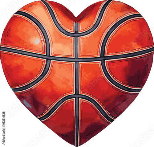 Basketball heart isolated on white background, Basketball element vector illustration. American team sports game inventory. Active leisure 3d object on white background