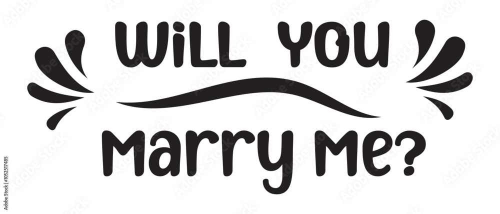 Fototapeta premium Will you marry me hand drawn lettering and text icon. Will you marry me icon vector illustration.