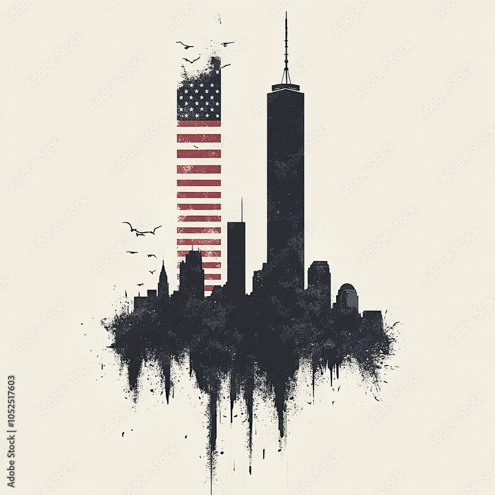 Obraz premium poster combining minimalist graphic design with a realistic photographic element. Incorporate bold, simple typography that conveys a sense of solemnity and remembrance. generative ai