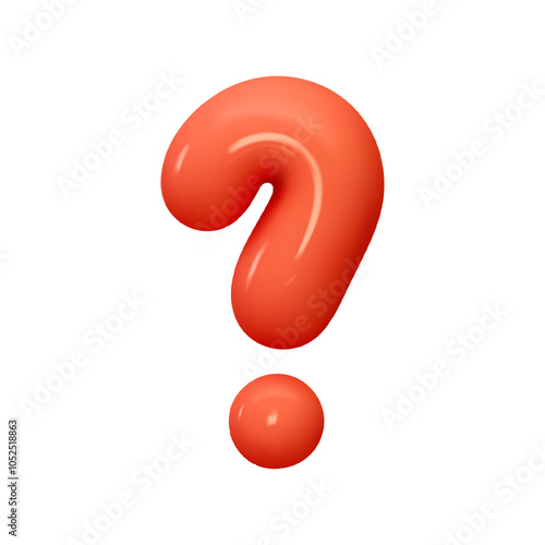 Symbols Question mark. Sign red color. Realistic 3d design in cartoon balloon style. Isolated on white background. vector illustration