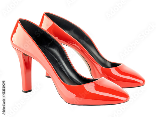 a pair of red high heeled shoes photo