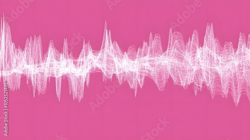 Radio Frequency Waves White on Pink Background, Abstract Image, Texture, Pattern Background, Wallpaper, Cover and Screen of Smartphone, PC, Laptop, 9:16 and 16:9 Format