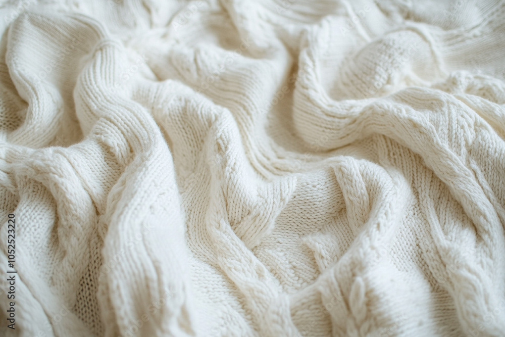 Texture of the white knitted fabric of the blanket Texture of the white knitted fabric of the blanket