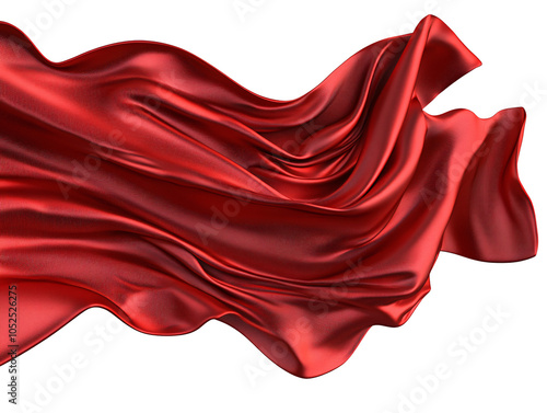 a red cloth with a white background