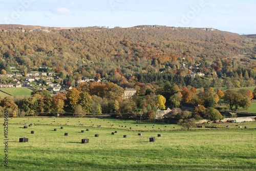 Froggatt, Derbyshire, with Froggatt Edge behind. photo