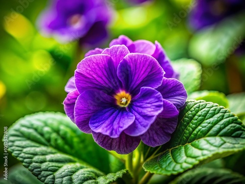 Violet Flower with Leaves - Beautiful Portrait Photography for Nature Lovers