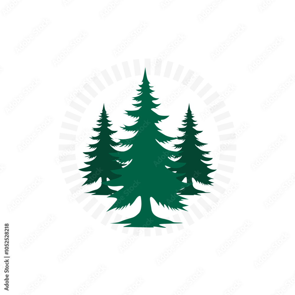 Fototapeta premium GREEN PINE TREES ICON VECTOR