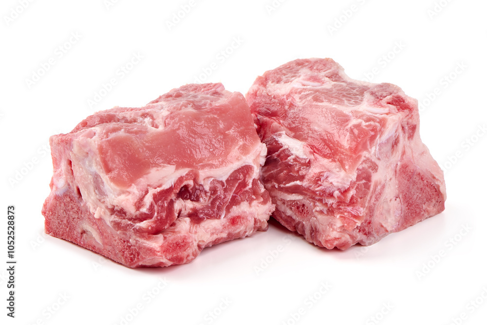 Raw pork ribs pieces, isolated on white background. Raw pork ribs pieces, isolated on white background.