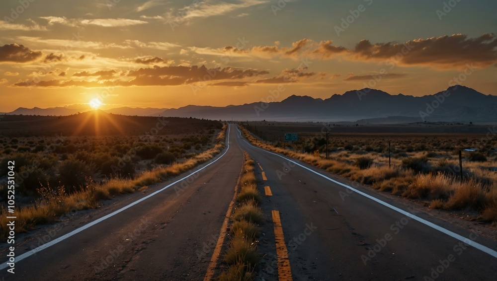 Road trip at sunset