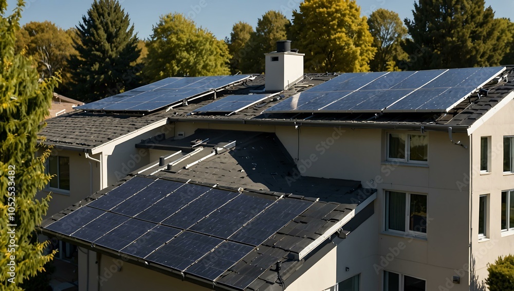 Fototapeta premium Side view of solar panels on a residential home