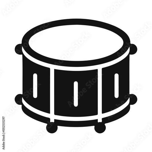 Black silhouette snare drum with a stick vector icon design