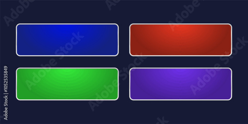 Four colorful CTA buttons set.