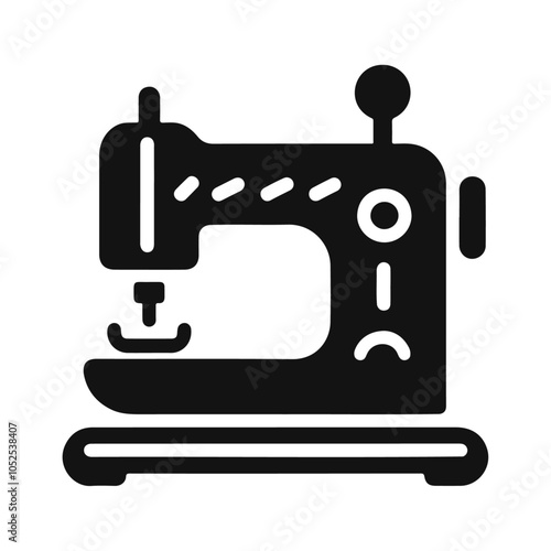 Black silhouette stitching machine vector icon design