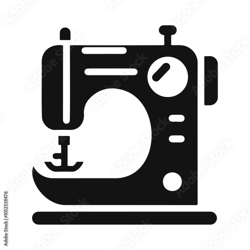 Black silhouette stitching machine vector icon design