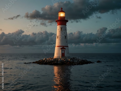 Tall ocean lighthouse beacon