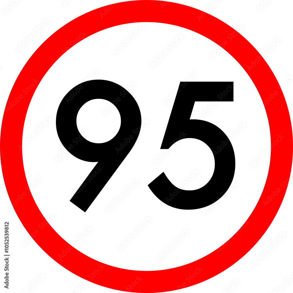 Speed limit 95 round road traffic icon Speed limit 95 round road traffic icon
