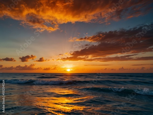 Vibrant ocean sunrise for product photography