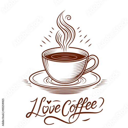 Cup of aromatic coffee, silhouette. flat vector illustration on white background