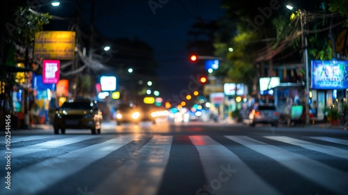 Wallpaper Mural A blurry night street scene with cars and streetlights. Torontodigital.ca