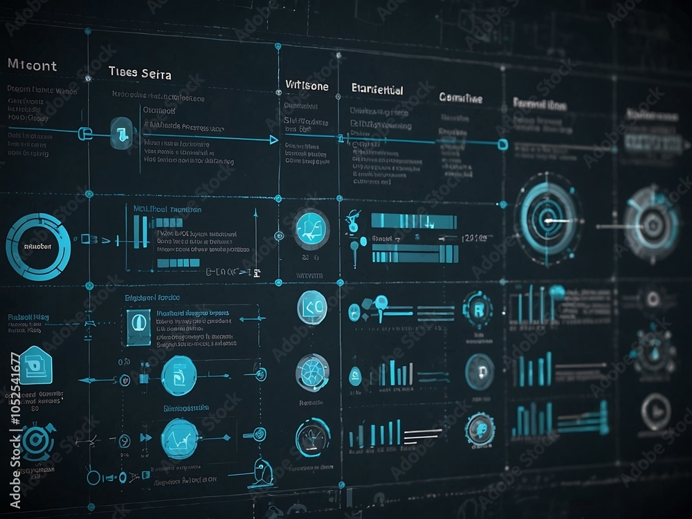 Visual blueprint aligning a company's vision with its technological objectives. Visual blueprint aligning a company's vision with its technological objectives.