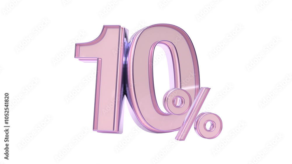 Sale discount. Mega shopping offer 10 percent discount metallic glossy 3d render concept for holiday festival. 3d rendering Sale discount. Mega shopping offer 10 percent discount metallic glossy 3d render concept for holiday festival. 3d rendering