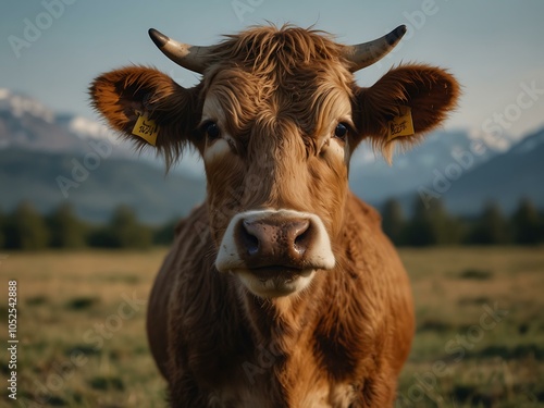 Wild cow staring directly at the camera