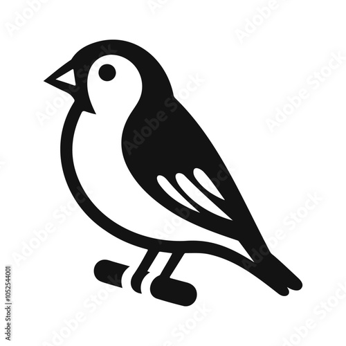 Black silhouette goldfinch bird vector icon design photo